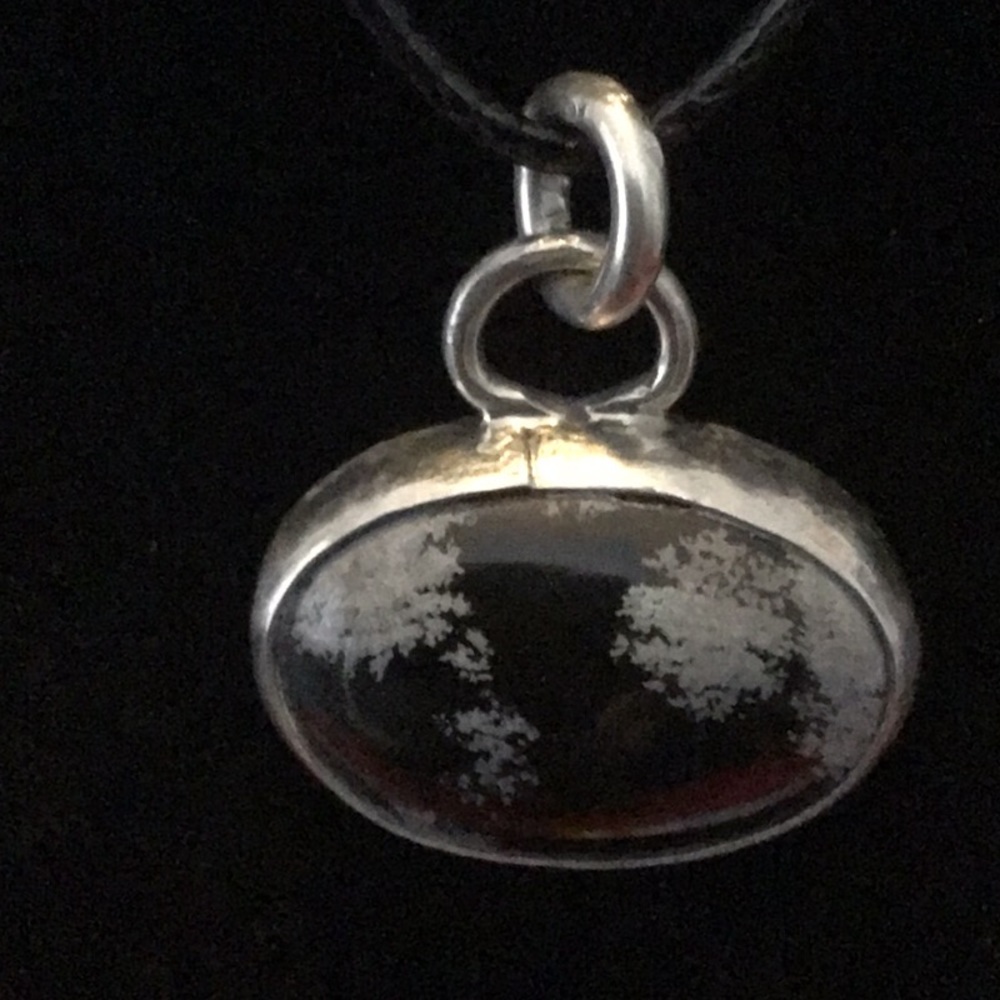 Snowflake Obsidian Wrapped With Silver Bezel - image 1